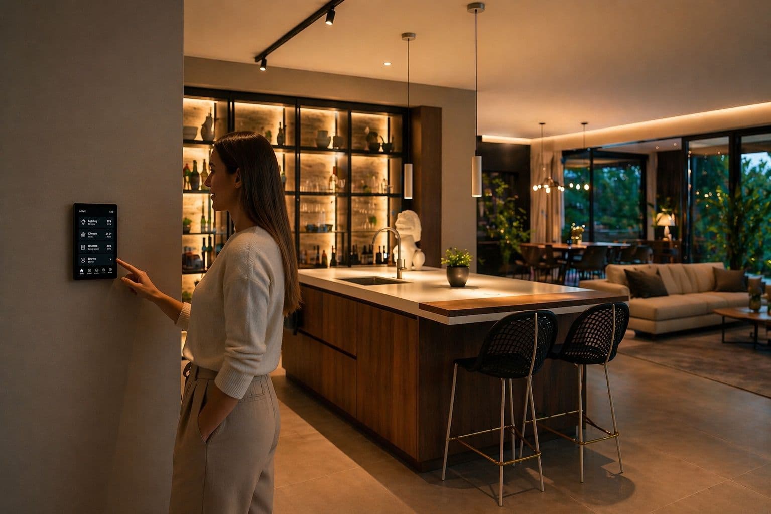 Smart Home — KNX wall control in a lived-in interior
